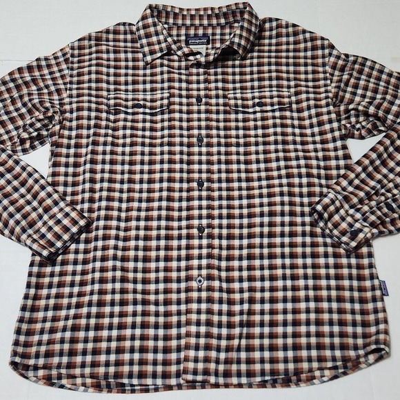 Patagonia Other - Patagonia Shirt Mens Large Brown Plaid Flannel Long Sleeve Organic Genuine